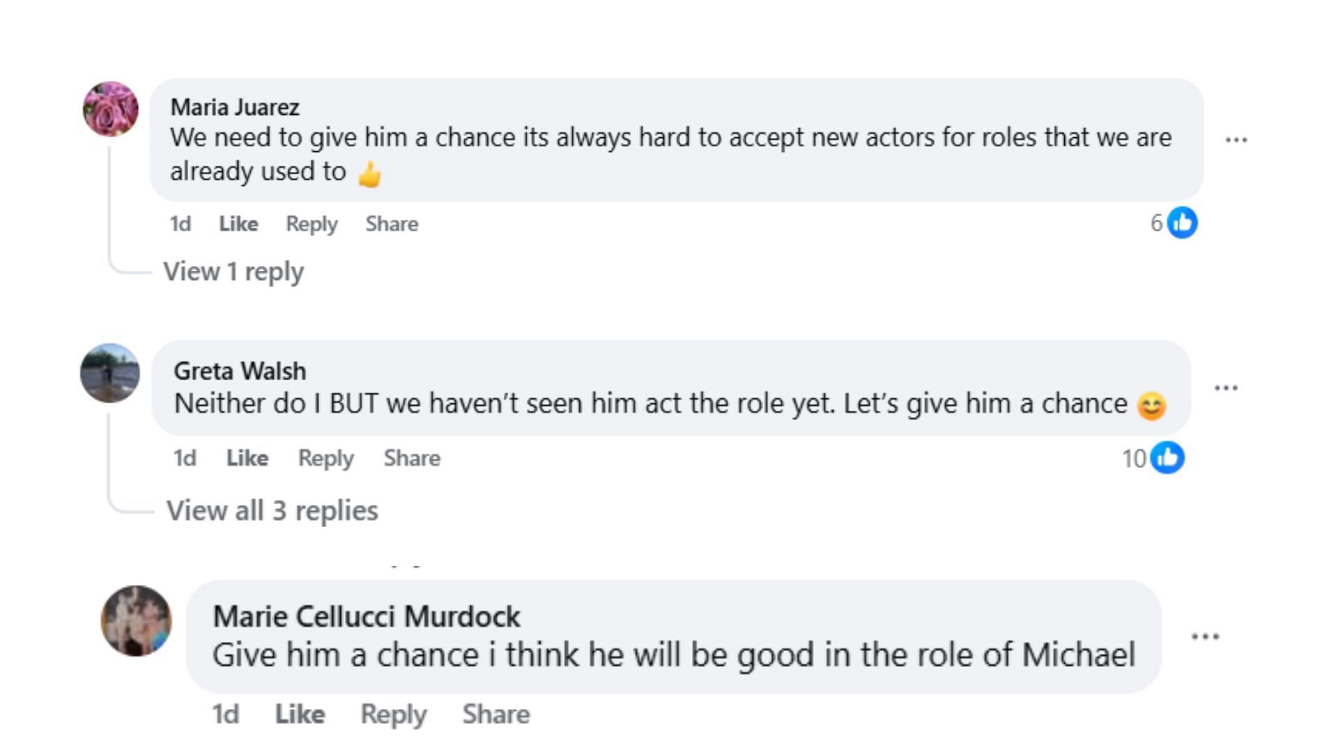 Comments by fans on the post (Image via Facebook/@Carole Anne Paquin)