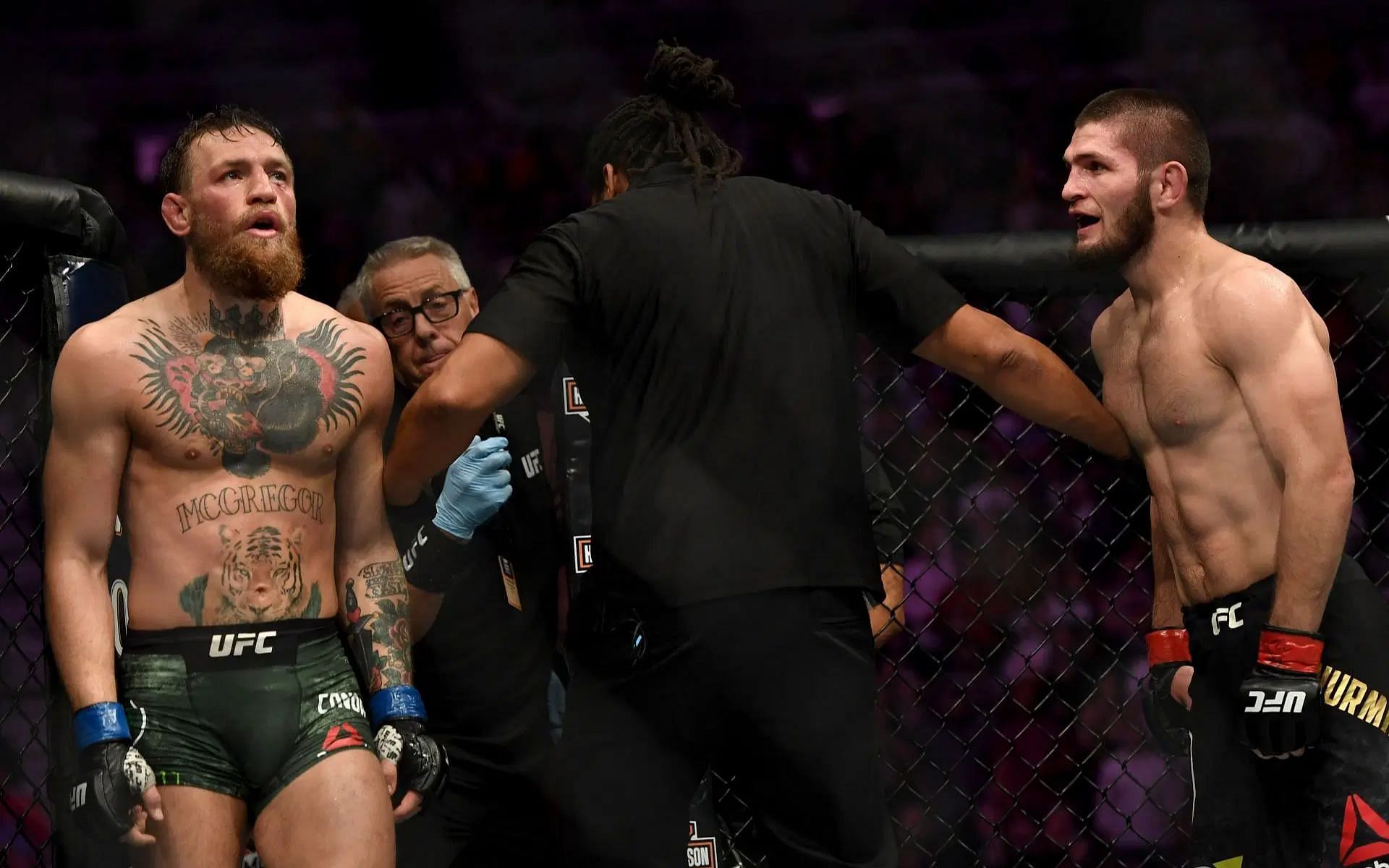 Conor McGregor (left) crossed the line with his trash-talk too far against Khabib Nurmagomedov (right), says Javier Mendez [Images courtesy: Getty Images]