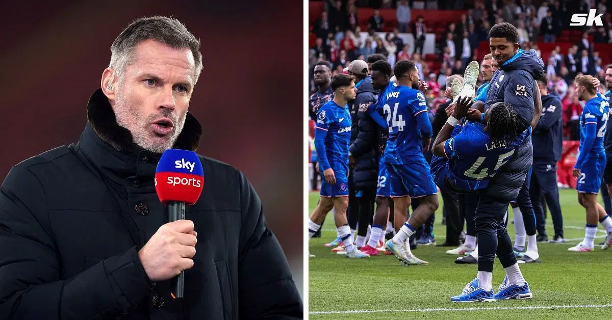 Chelsea star aims hilarious dig at Jamie Carragher after Blues secure Champions League qualification with win over Nottingham Forest (Source: All images from Getty