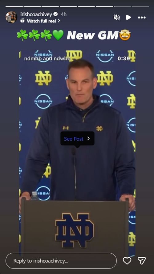 Notre Dame WBB coach reacted to Pat Garrity's introductory conference | via @irishcoachivey/ig