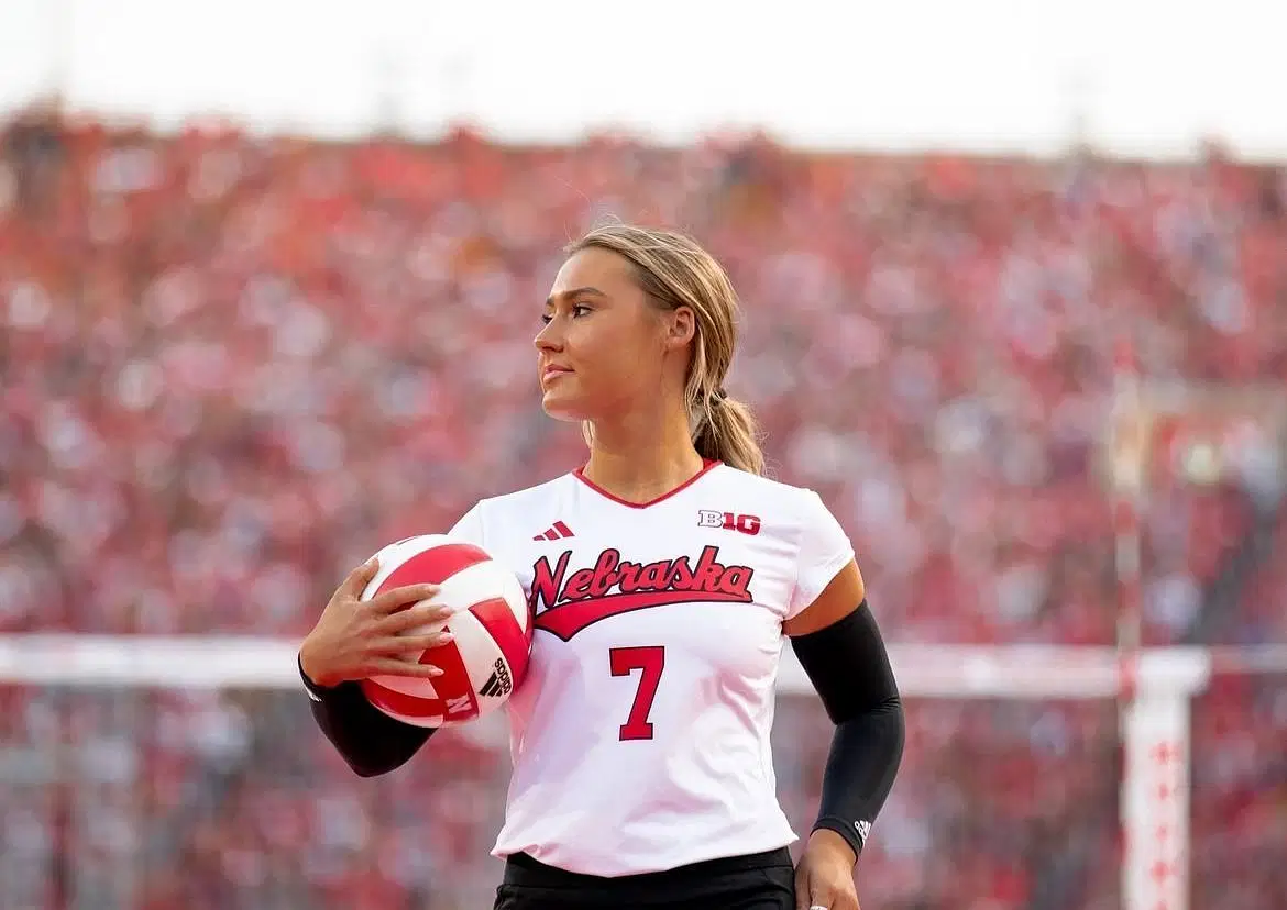 Still taken from Nebraska Volleyball star Boesiger&#039;s Instagram (Source: @maisieboesiger/Instagram)
