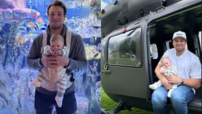 In Photos: Charlie McAvoy and son Rhys enjoy 'big day' out with helicopter ride, aquarium visit and more
