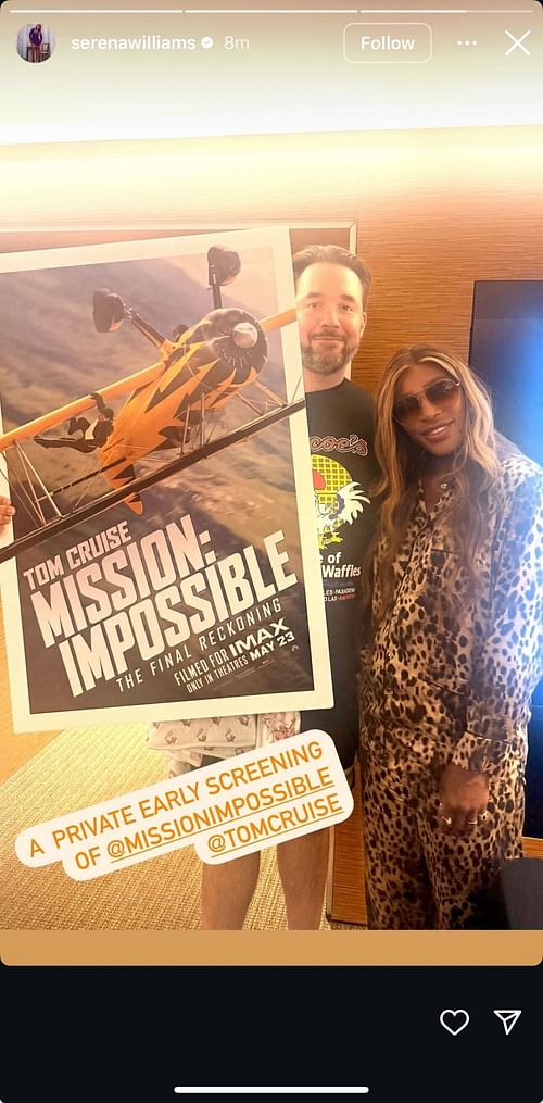 Screengrab of Serena Williams' Instagram story. Source: Instagram @serenawilliams