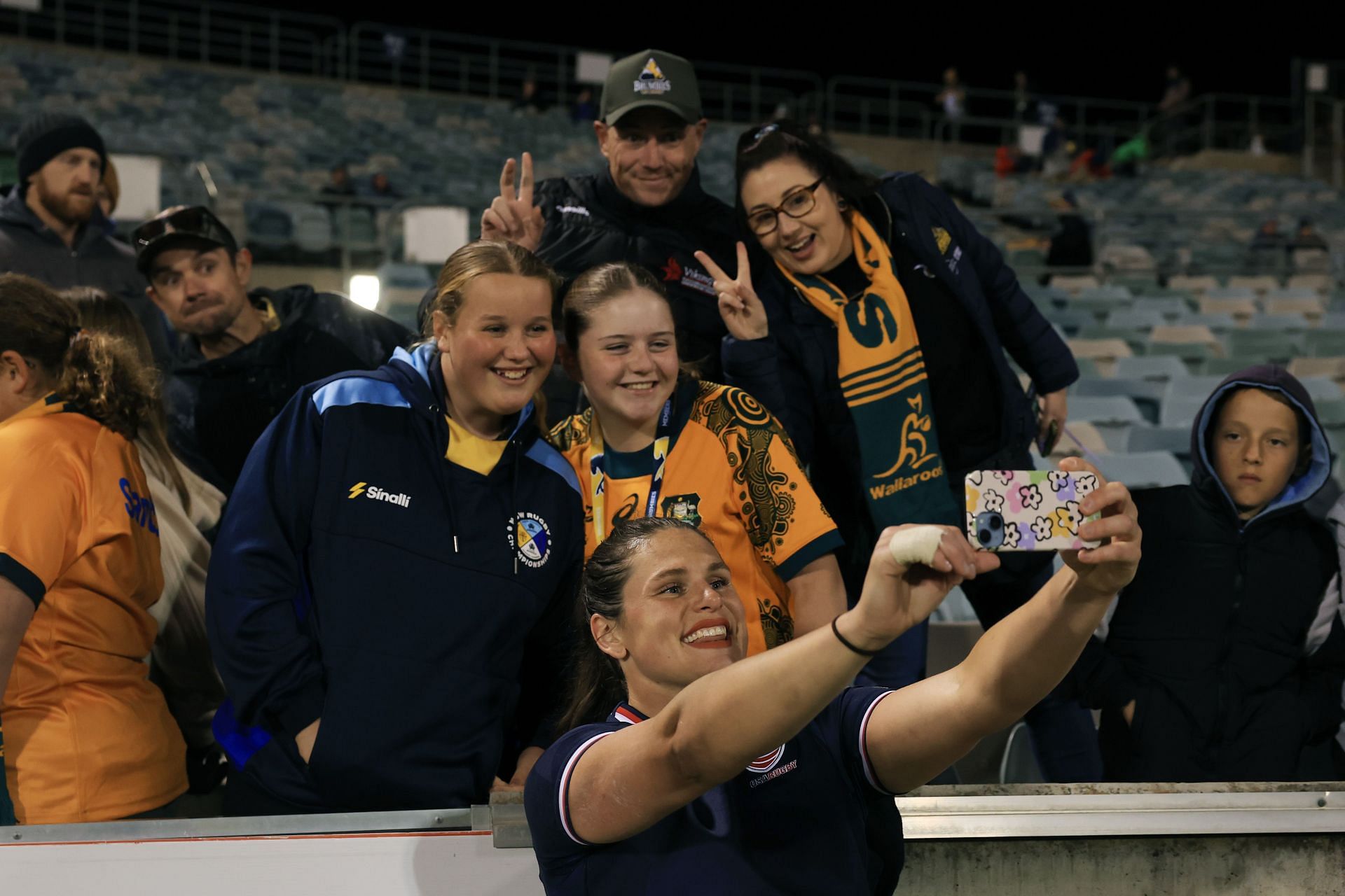 Ilona Maher with her fans during a match of the Pacific Four Series [Image Source: Getty]