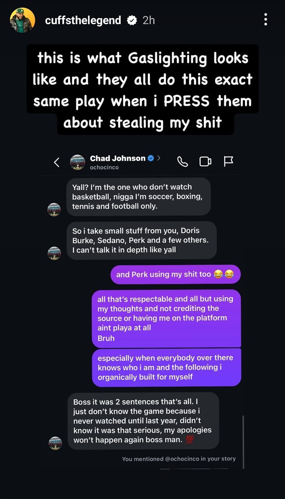 Davis Jr&#039;s conversation with Chad Johnson