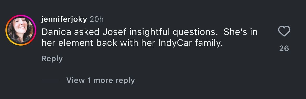 Screengrab of comment under FOX&#039;s Instagram post [via Instagram/indycaronfox]