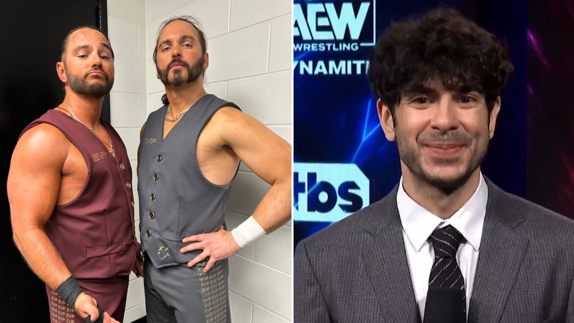 The Young Bucks (left) / Tony Khan (right) [Image Credits: X profiles of The Bucks and AEW]