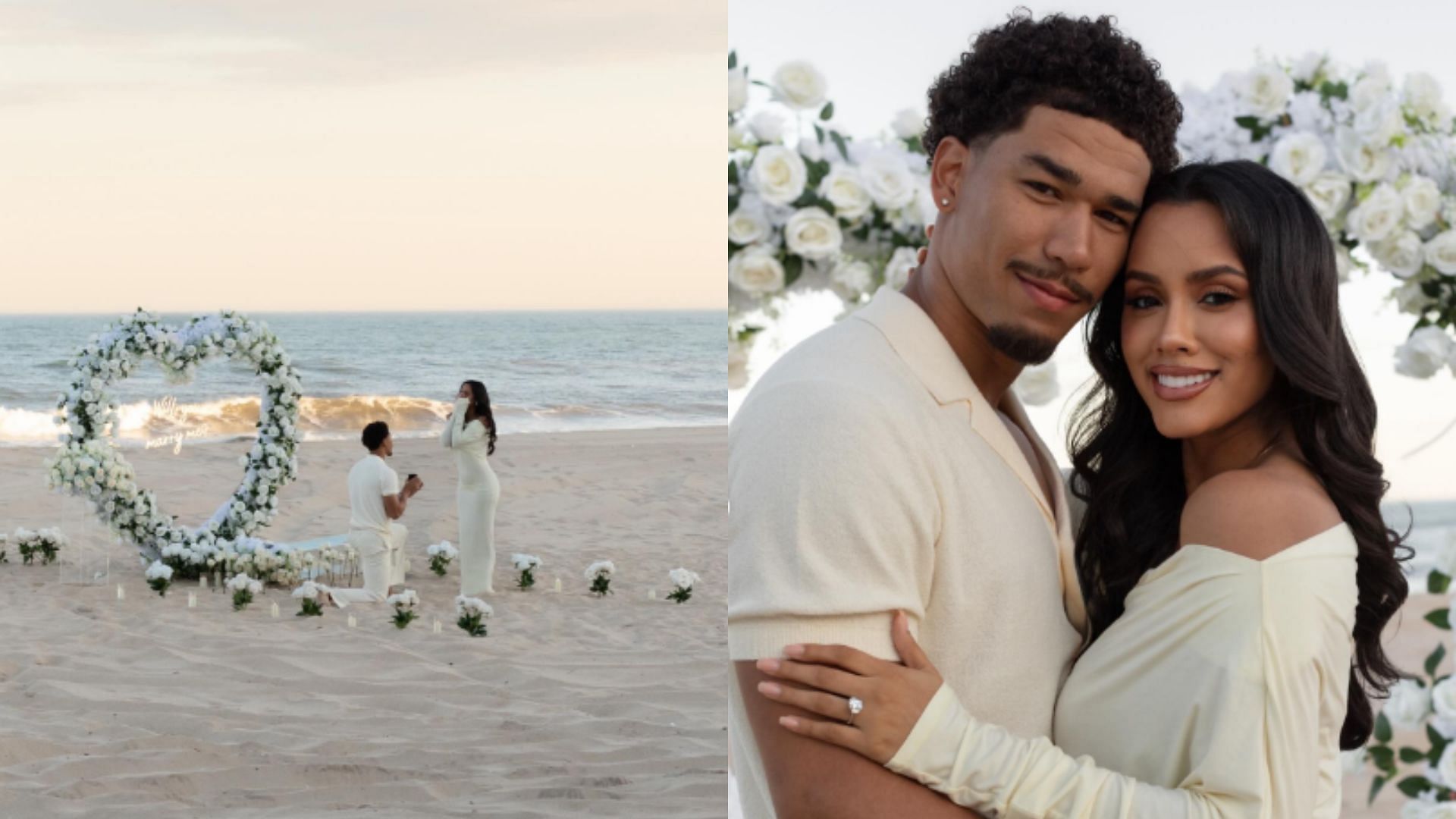 Allen Lazard and Camila Escribens announced their engagement. (Photos via Camila Escribens Instagram Story)