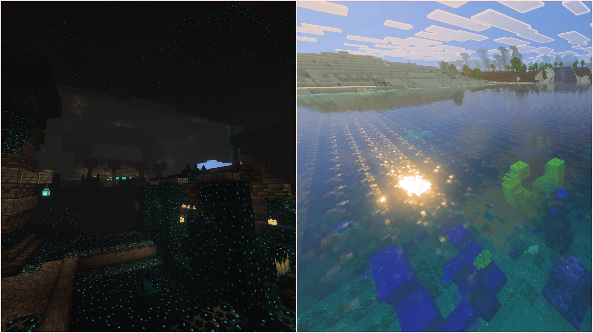 There are several places in Minecraft to explore with Vibrant Visuals turned on. (Image via Sportskeeda Gaming || Mojang Studios)