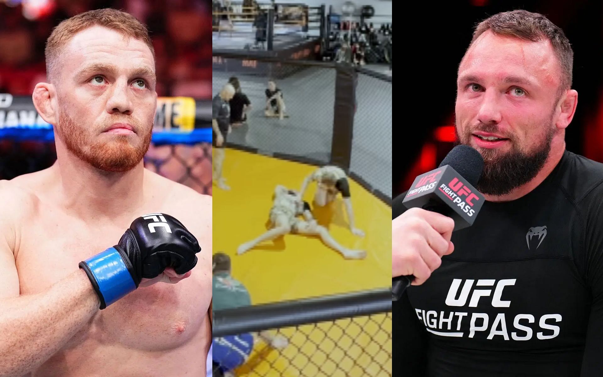Craig Jones (right) reacts to Jack Della Maddalena (left) allegedly choking him unconscious (middle) during training session [Images courtesy: Getty Images, @craigjonesbjj on Instagram]