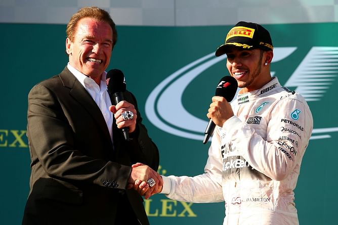 "I thought you were taller": When Lewis Hamilton's hilarious remark to Arnold Schwarzenegger caught him off-guard