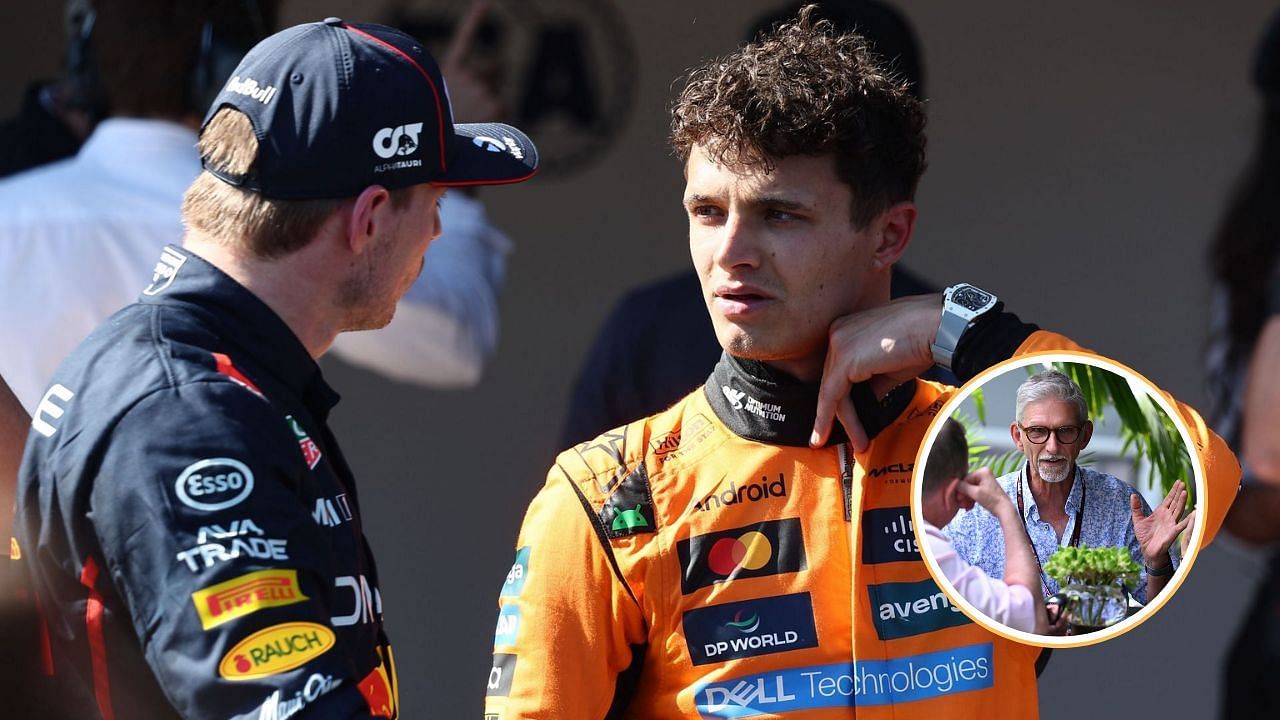 Damon Hill reacts to Lando Norris