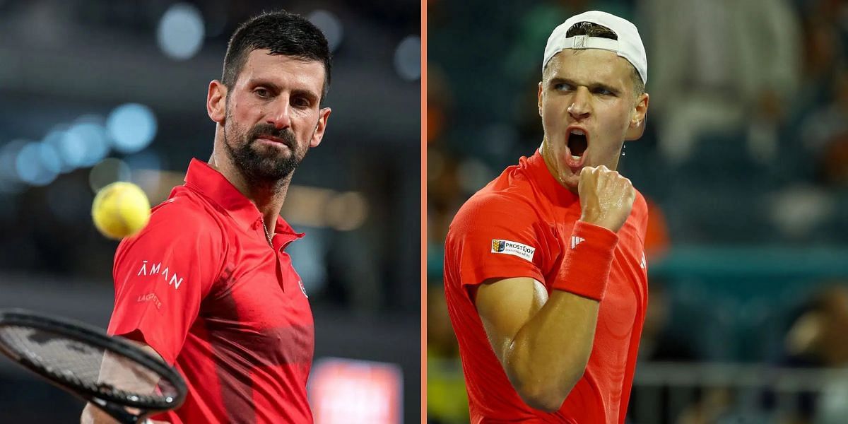 Novak Djokovic (left), Jakub Mensik (right), Sources: Getty