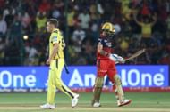Sam Curran of Chennai Super Kings celebrates the wicket of Virat Kohli of Royal Challengers Bengaluru during the 2025 IPL match between Royal Challengers Bengaluru and Chennai Super Kings at M Chinnaswamy Stadium on May 3, 2025, in Bengaluru, India. (Photo by Pankaj Nangia/Getty Images)