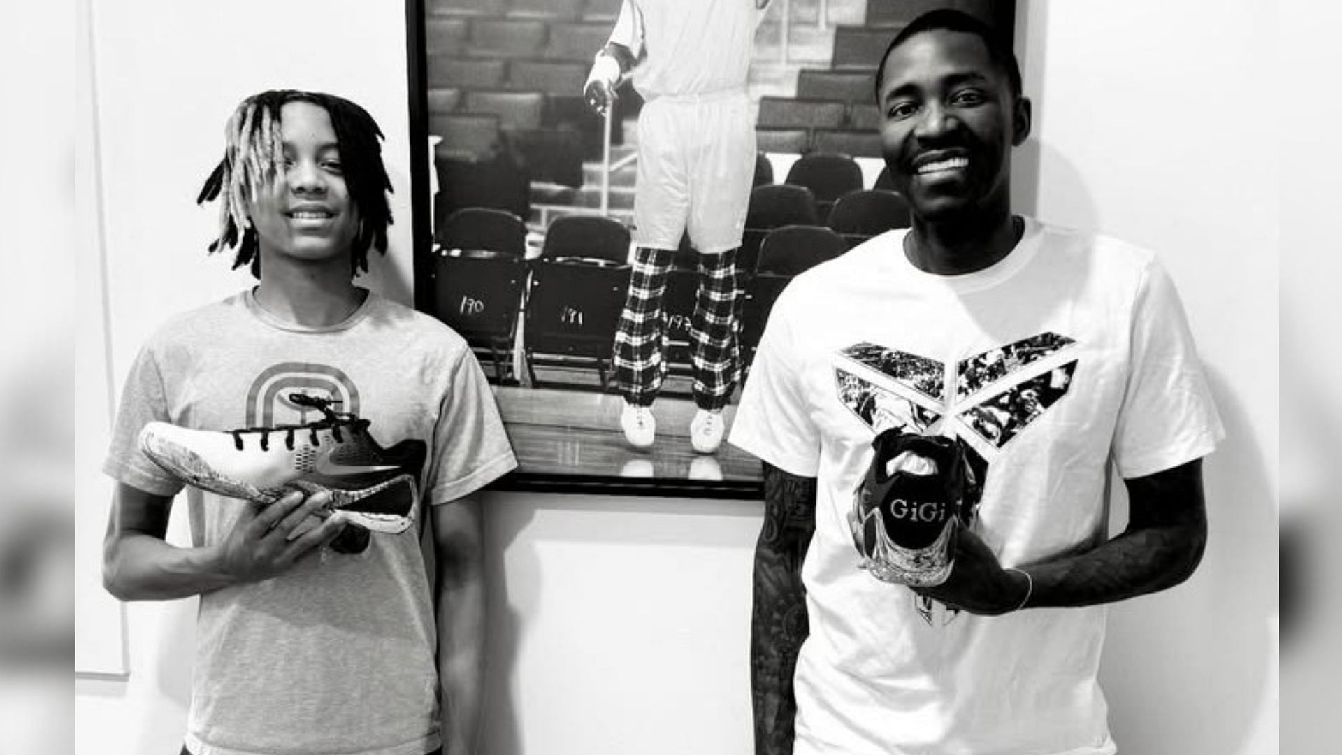 Former NBA star Jamal Crawford and son JJ Crawford. (Image via Instagram @jamalcrawford)