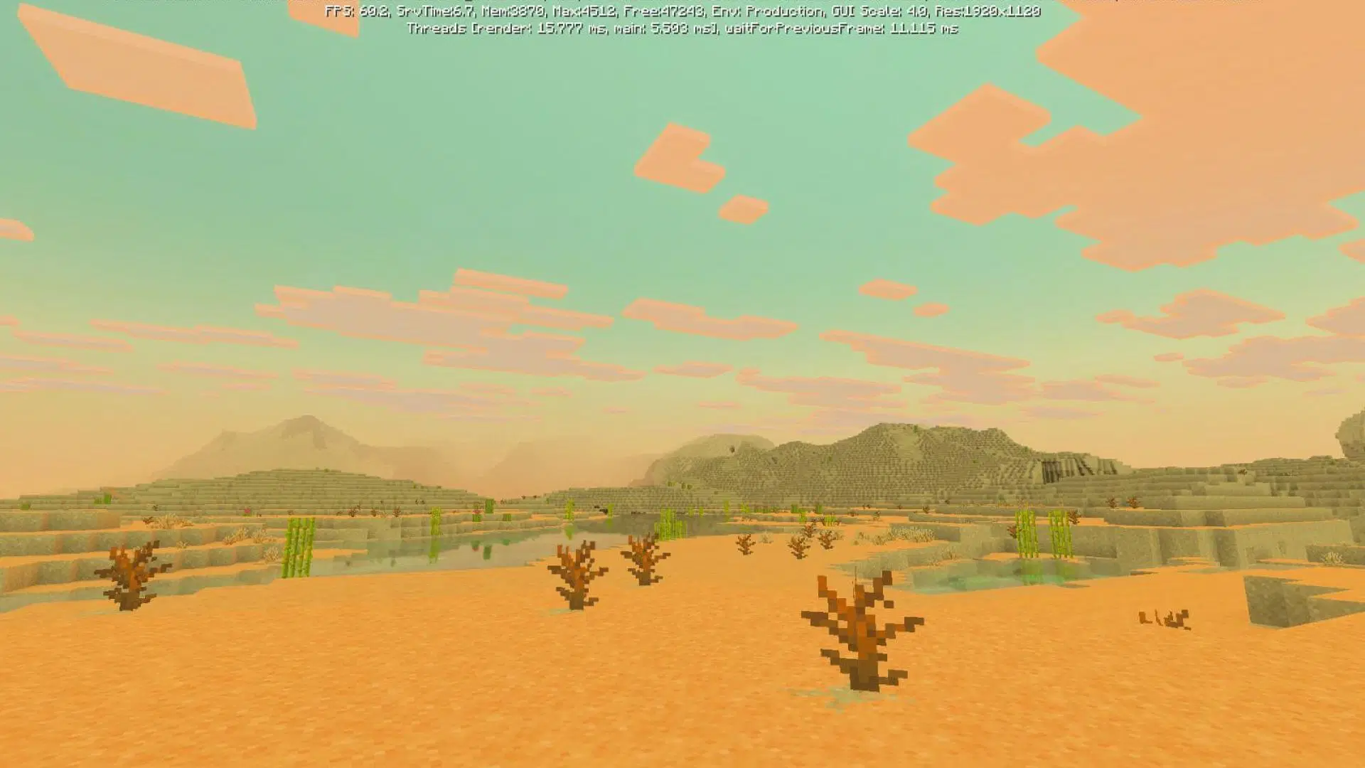 Minecraft vibrant visuals desert