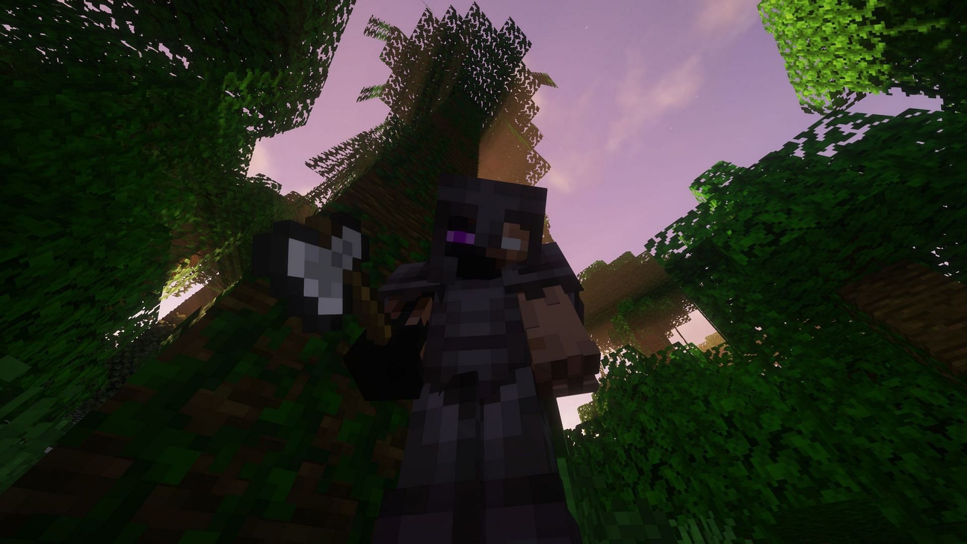 There is a mod to make chopping tall trees extremely easy. (Image via Sportskeeda Gaming || Mojang Studios)