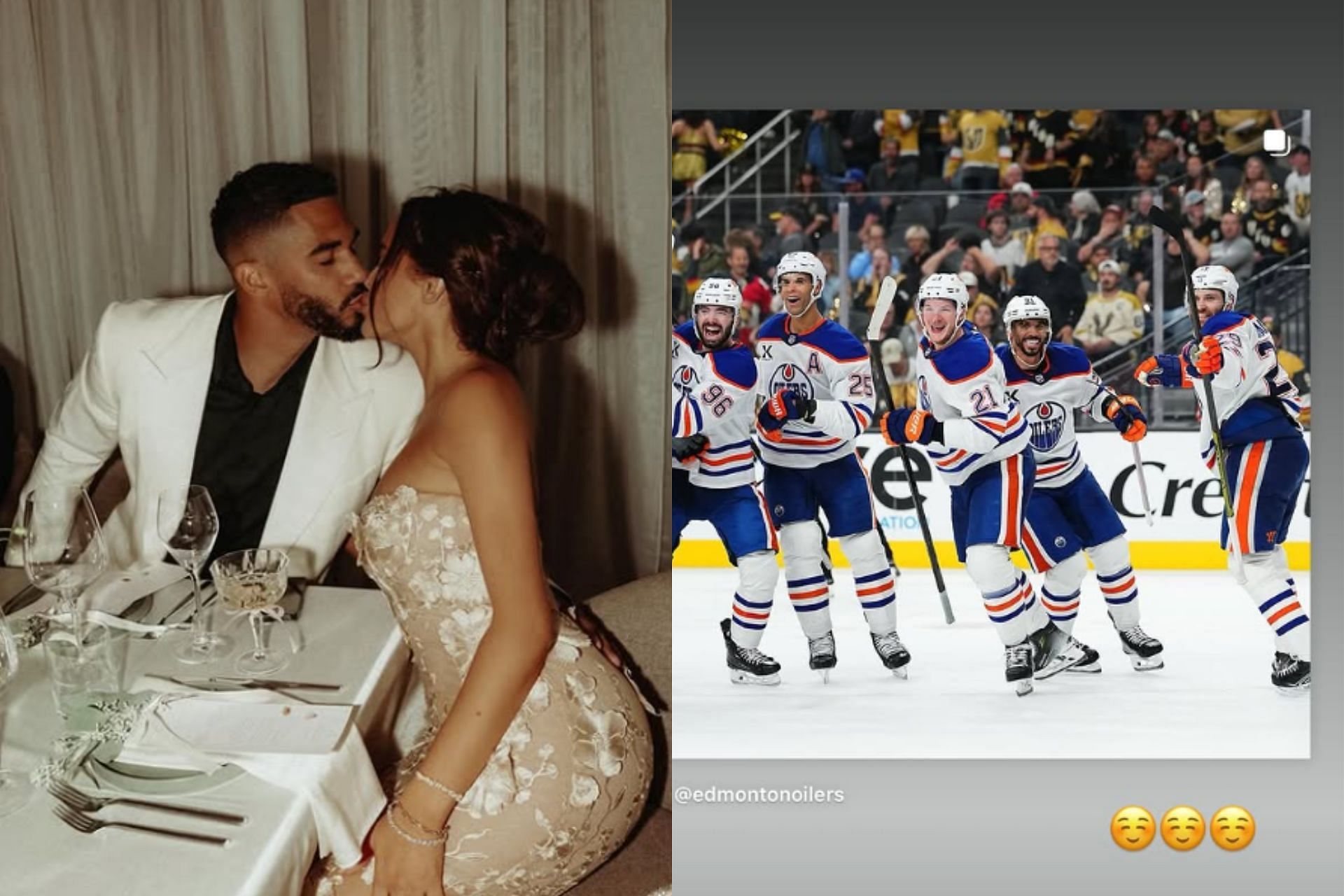 Mara Teigen celebrates Evander Kane