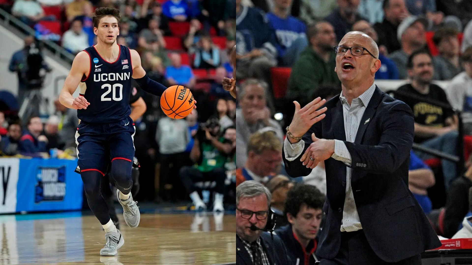 Aidan Mahaney and UConn coach Dan Hurley