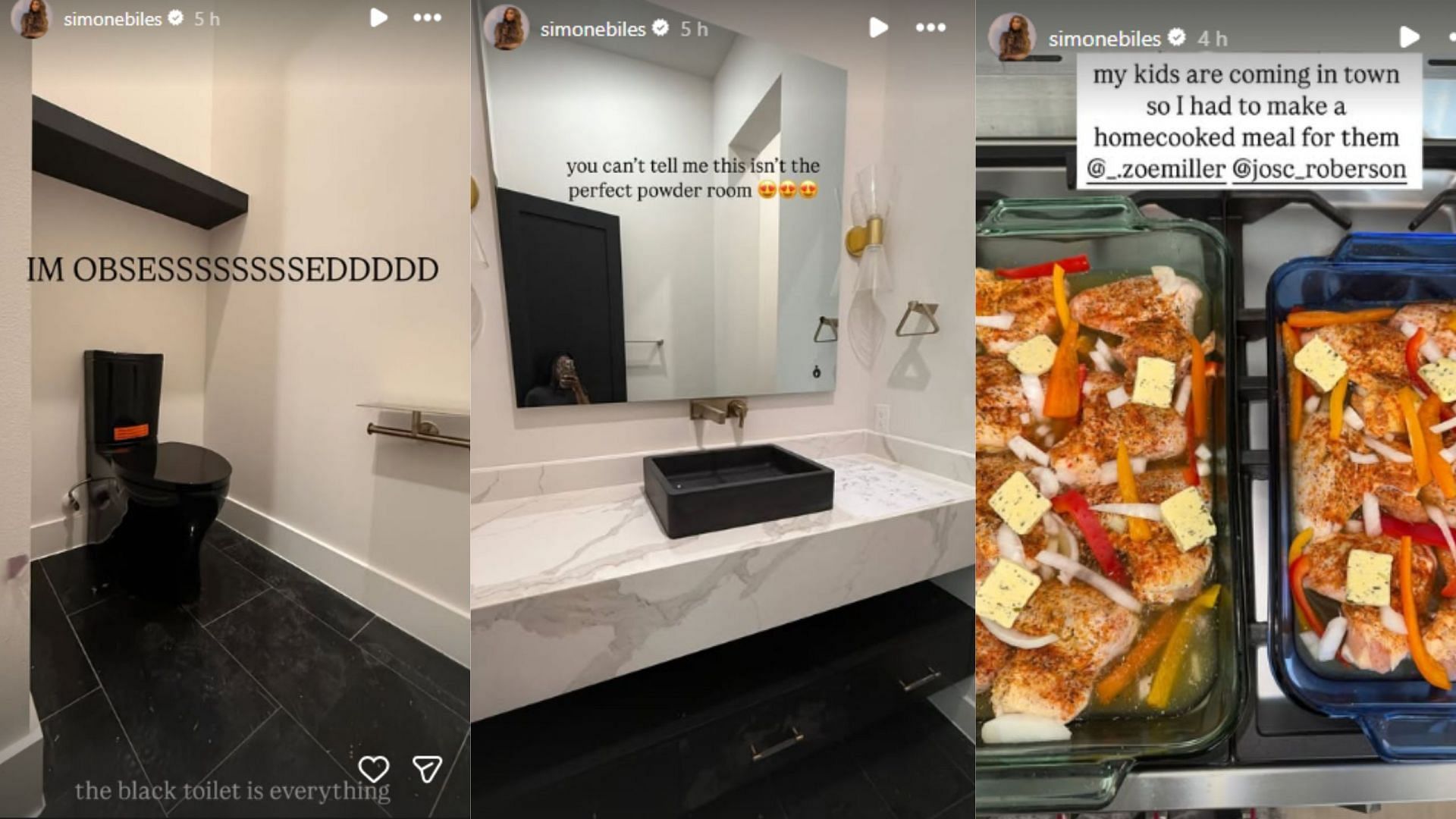 Screengrabs of Simone Biles&#039; recent Instagram stories [Image Source: Simone Biles&#039; Instagram]