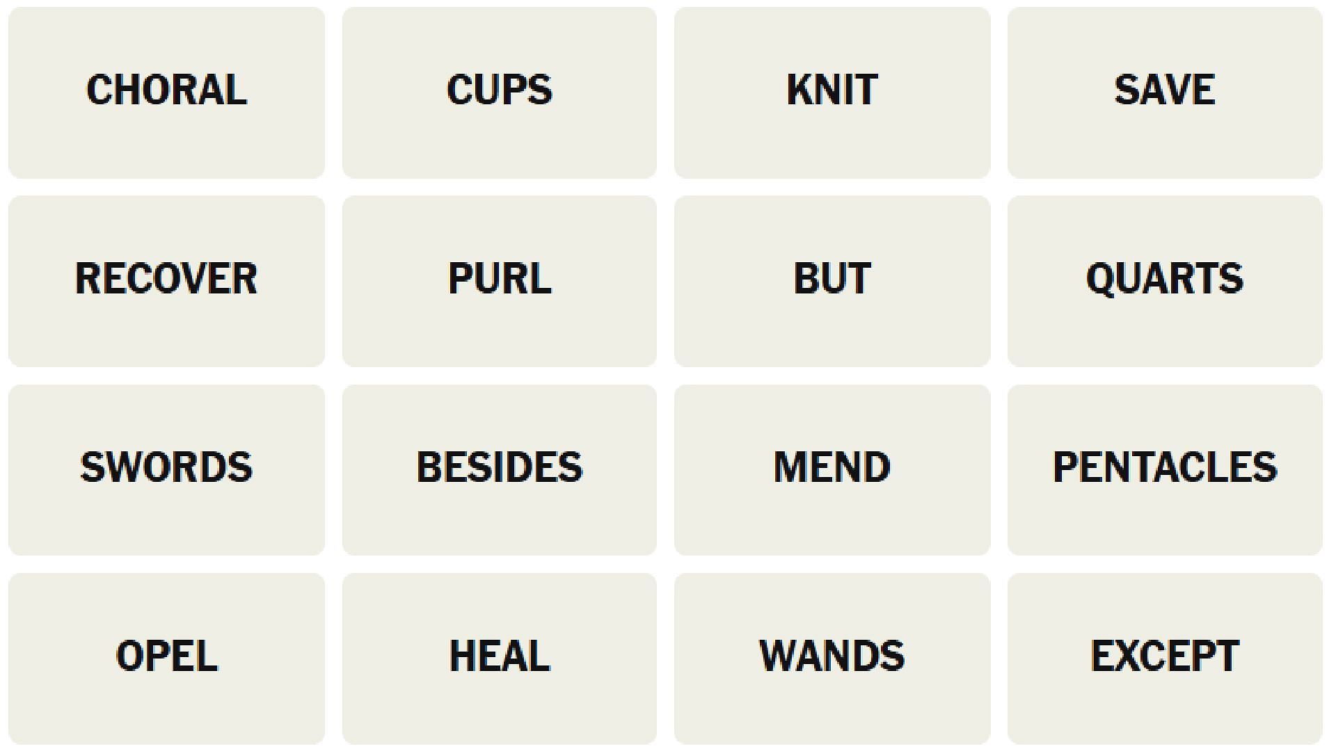 All NYT Connections words for today (Image via The New York Times)