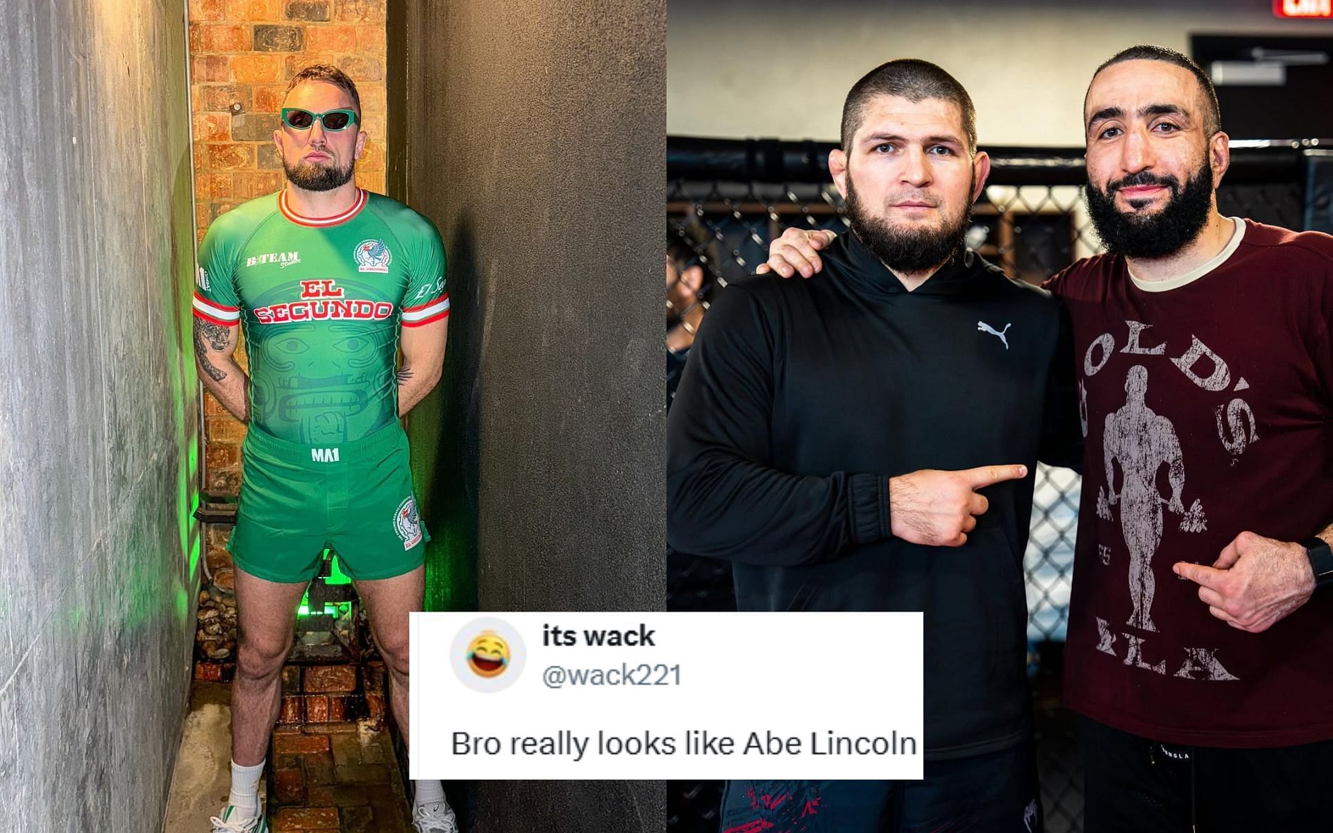 Fans react to Craig Jones (left) taking a dig at Khabib Nurmagomedov (center) and Belal Muhammad (right). [Images courtesy: @craigjonesbjj and @bullyb170 on Instagram]