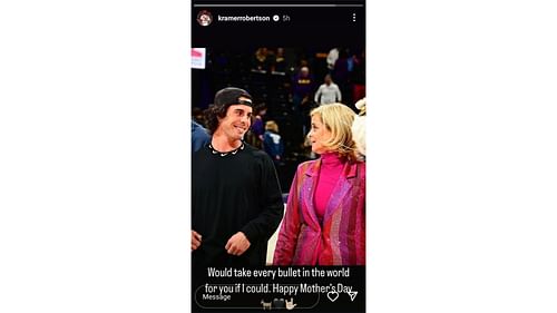 Kramer Robertson shared a Mother's Day message for his mom, LSU coach Kim Mulkey, on his Instagram story. Source: Instagram/@kramerrobertson