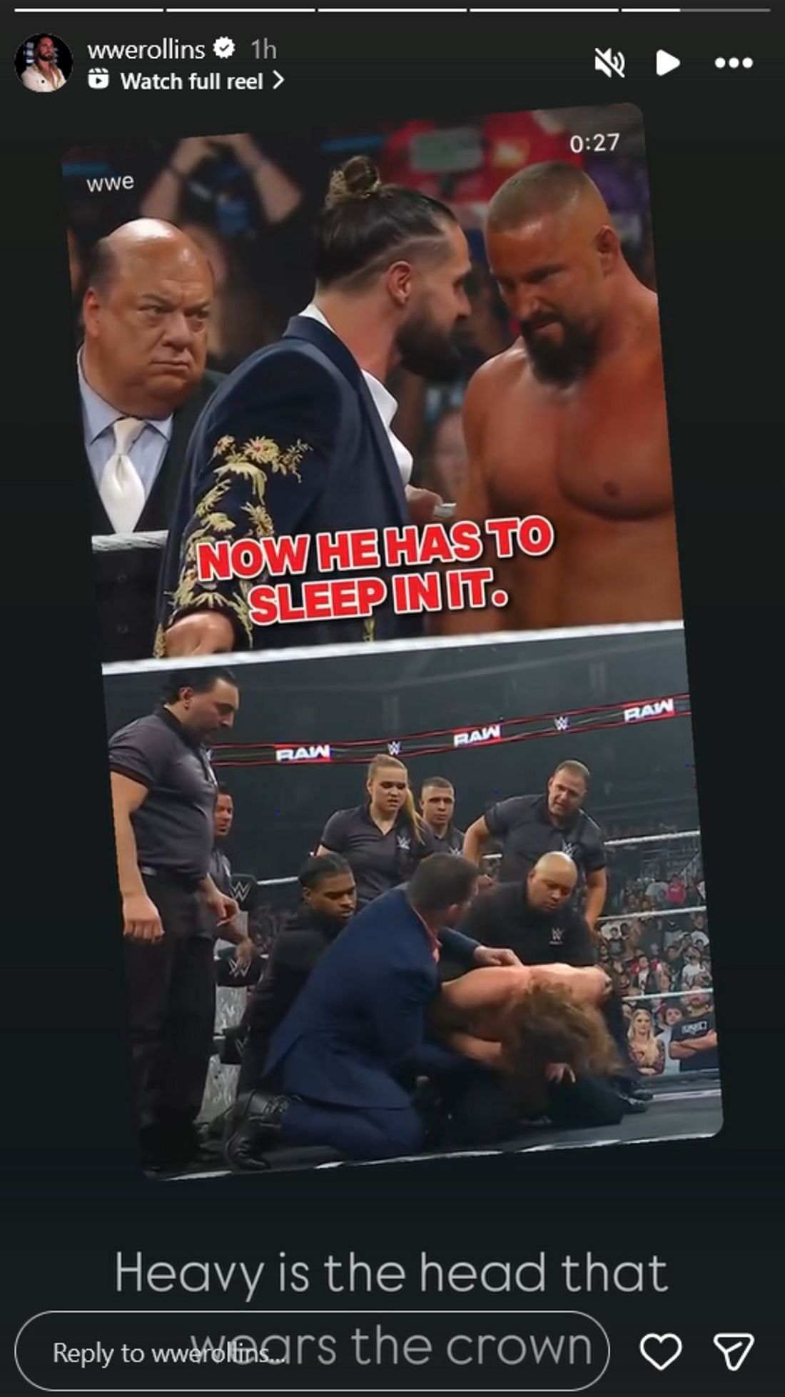 Seth Rollins had an interesting message [Photo Credit: Rollins&#039; Instagram stories]