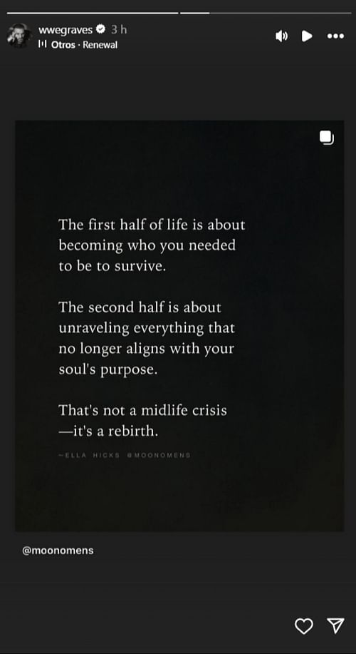 Corey Graves shares a cryptic post (Picture courtesy: Star's Instagram Story)