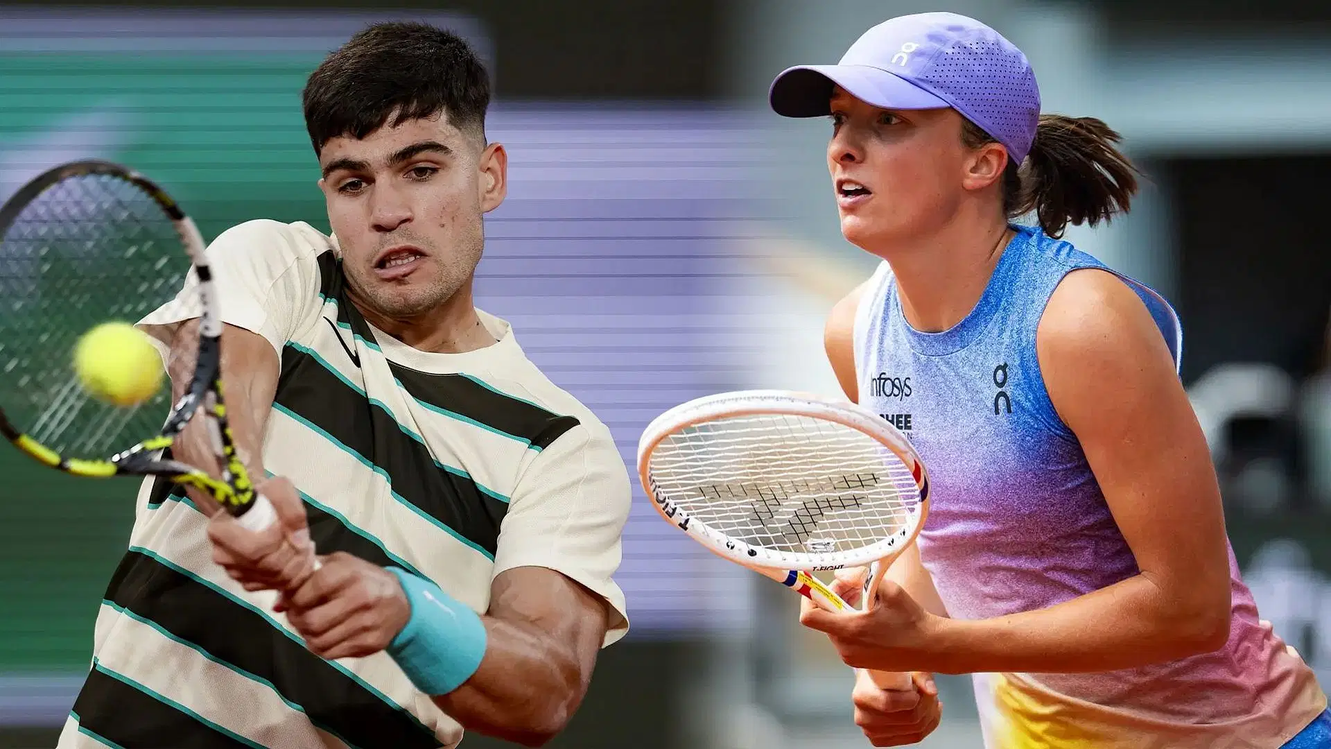 Carlos Alcaraz and Iga Swiatek will be in action on Day 6 of the French Open 2025. (Photos: Getty)