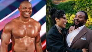Shelton Benjamin reacts after his former WWE colleague Big E gets engaged