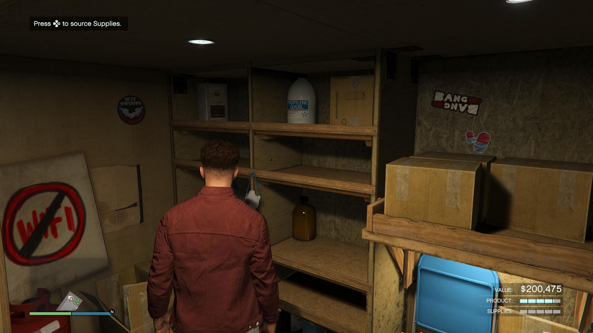 GTA Online Acid Lab guide: Stand in this corner in the Acid Lab to start resupply missions (Image via Rockstar Games)