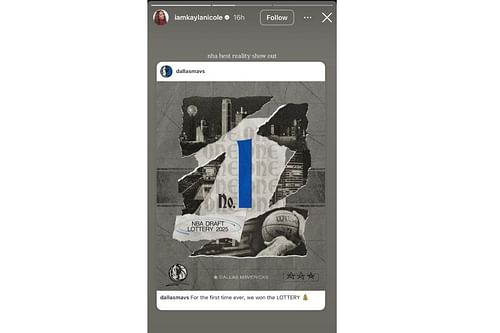 Travis Kelce's ex Kayla Nicole sends 5-word message as Mavericks defy 1.8% odds to win No. 1 pick in 2025 NBA draft (image credit: instagram/iamkaylanicole)