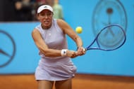 Pegula plays a backhand in the Mutua Madrid Open - Day Four - Source: Getty