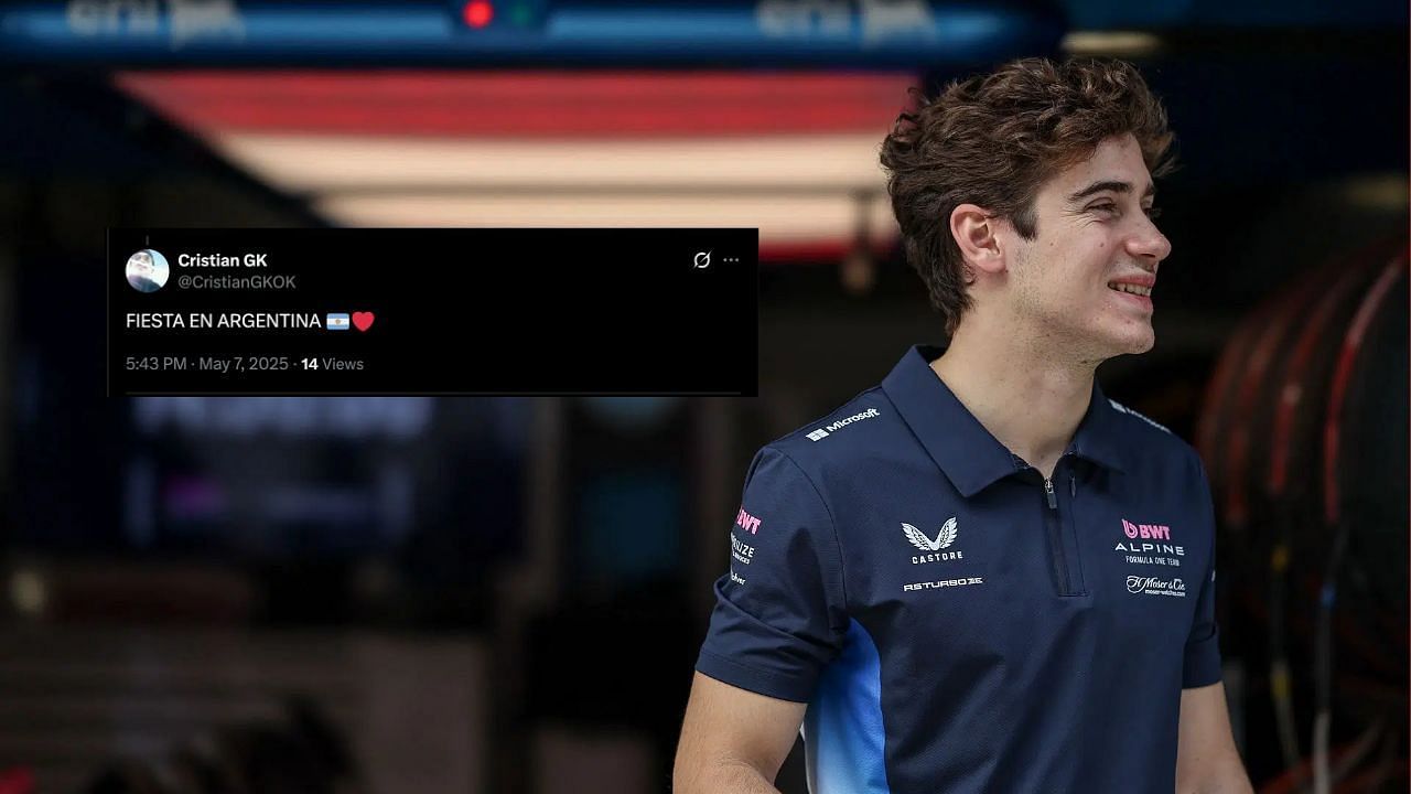 Franco Colapinto (main) and Fan Reaction Tweet (Insert) - Images via Getty and X