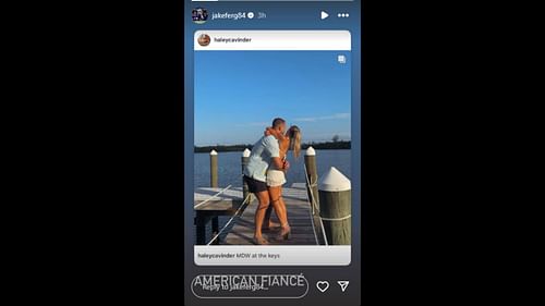 Ferguson shared a message about fiancée Haley Cavinder. (Photo via Jake Ferguson's Instagram Story)