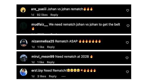Screenshot of comments. [ONE Championship/Instagram]