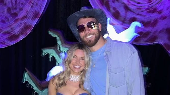 In Photos: Lions' Brock Wright pops the question to Carley Johnston during Massachusetts outing