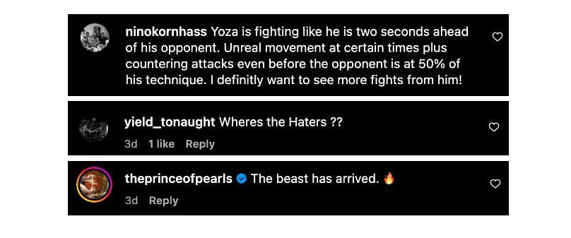 Screenshot of comments. [ONE Championship/Instagram]