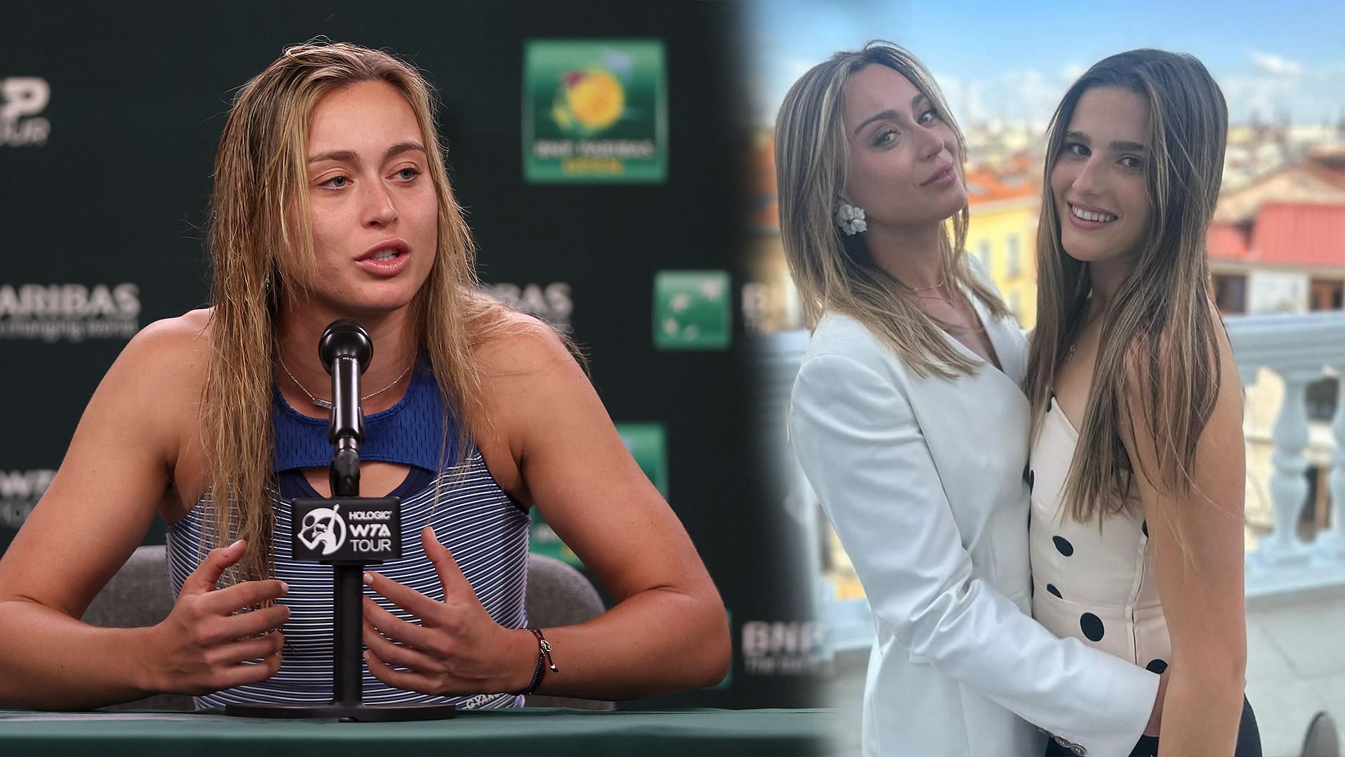 Paula Badosa(left) and with sister Jana (right). Images: Getty and @paulabadosa on Instagram