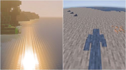 The overall reflections and shadow quality are great in Vibrant Visuals (Image via Sportskeeda Gaming || Mojang Studios)
