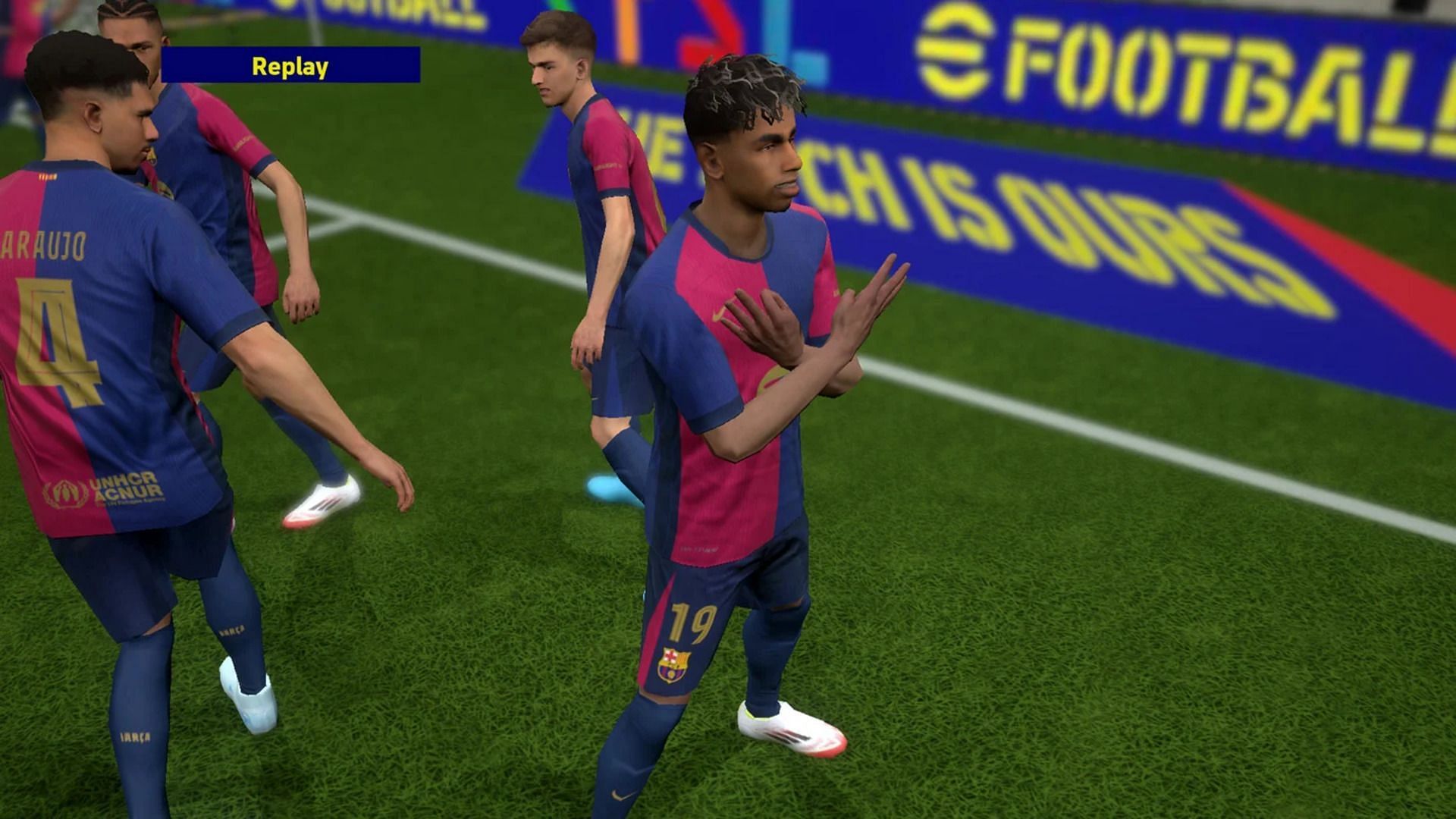 Lamine Yamals celebration after the goal (picture about Konami)