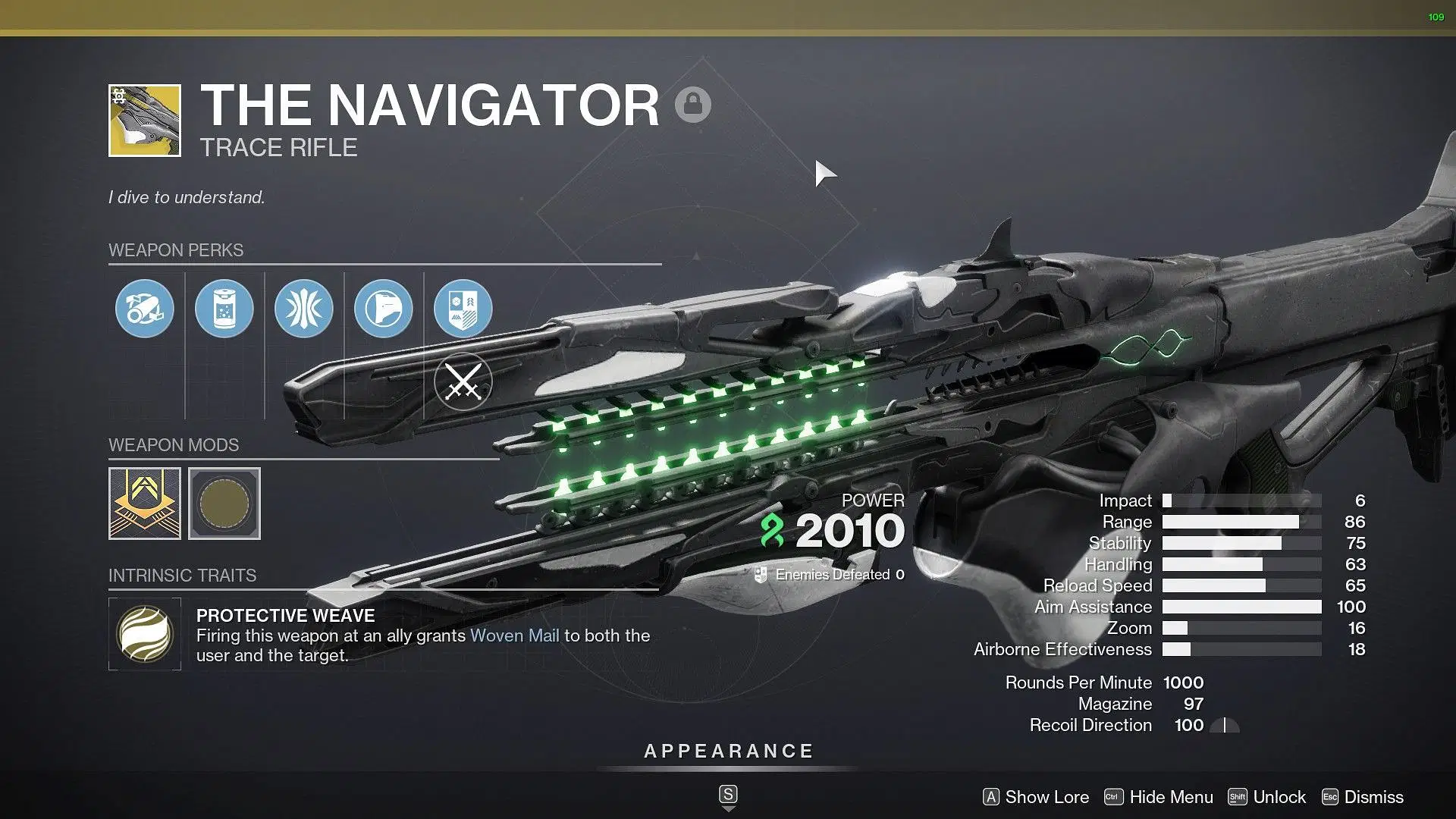 The Navigator Exotic Trace Rifle in Destiny 2 (Image via Bungie)