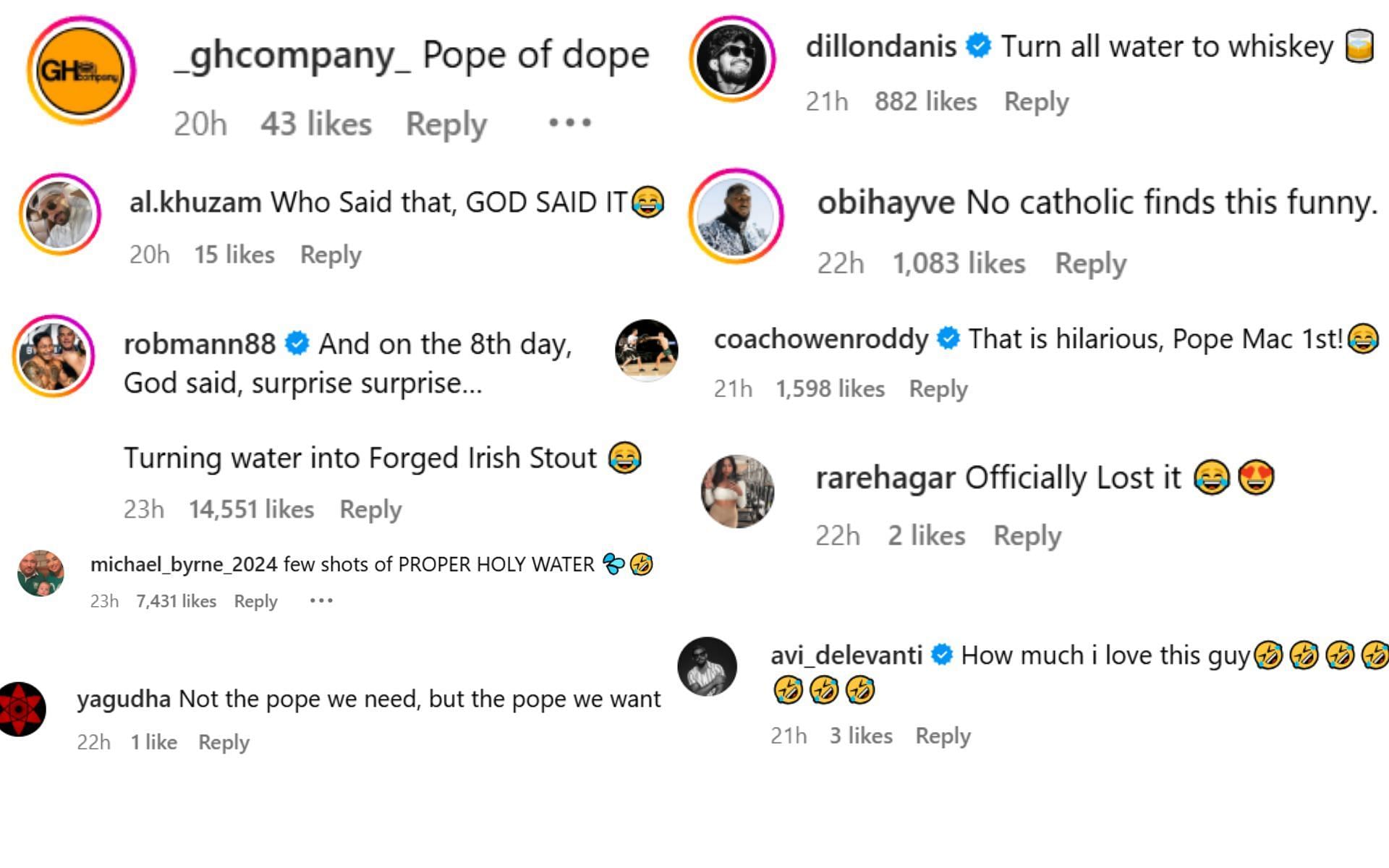 Fan reactions [Screenshots courtesy: @thenotoriousmma on Instagram]