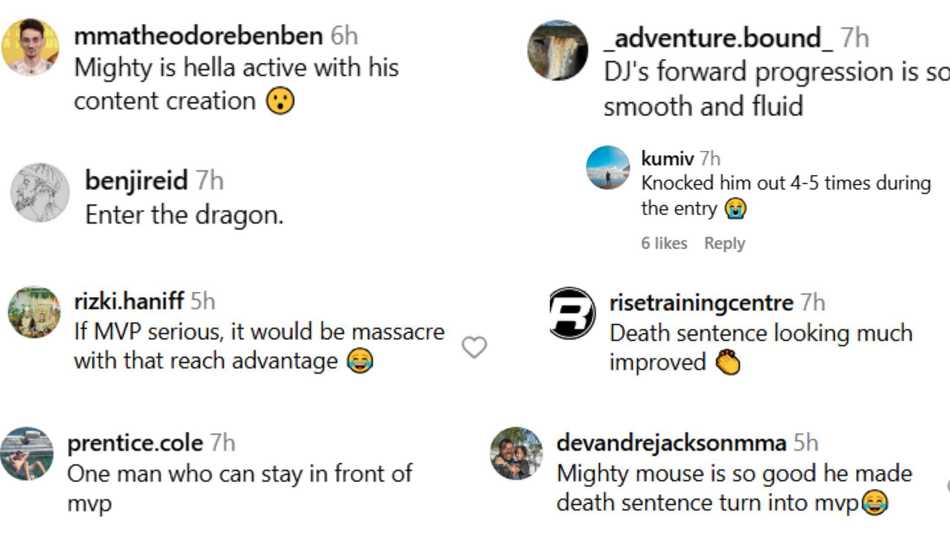 Fan comments. [Screenshots courtesy: @tntsportsufc on Instagram]