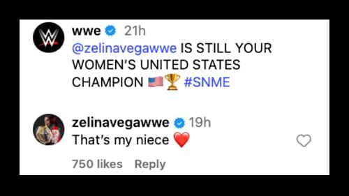 Vega reveals she interacted with her niece at SNME. [Image credit: WWE on Instagram]