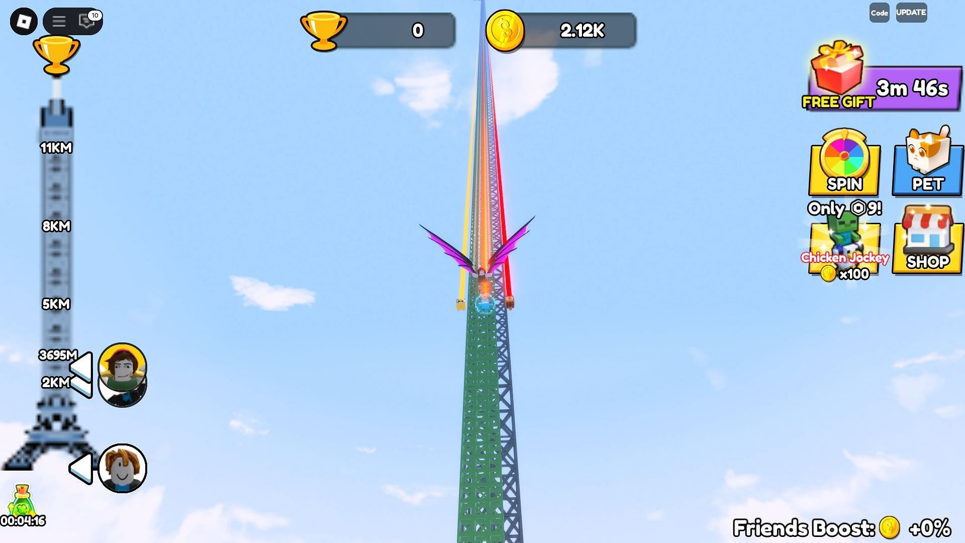 Freefalling from the top of the tower (Image via Roblox)
