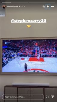 Min Woo Lee reacts to Steph Curry’s incredible playoff performance. Image via Instagram @minwoo27lee