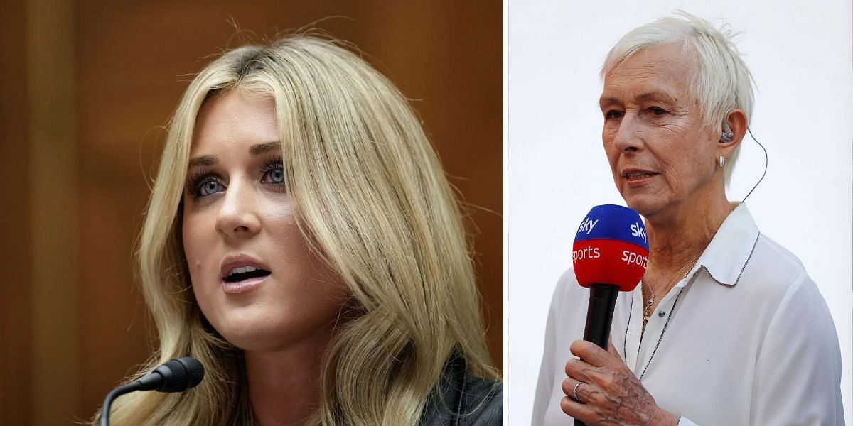 Riley Gaines (L); Martina Navratilova (R) - Source: Getty