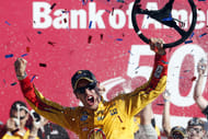 NASCAR Cup Series driver Joey Logano (22) celebrates winning the Bank of America 500. Source: Imagn